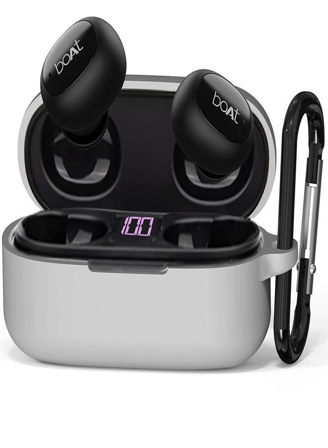 Sounce Silicone Protective Case Cover for Boat Airdopes 121v2 / Boat Airdopes 121, Anti Fall Anti Dust, with Hook Earphone Case - Grey(Case Cover Only) - Image 1